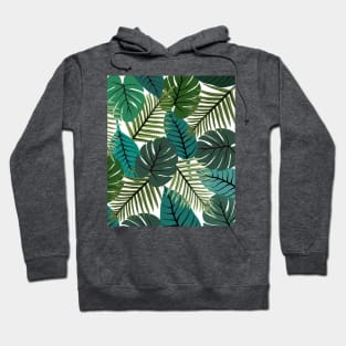 Tropical Leaves Pattern in Green Hoodie